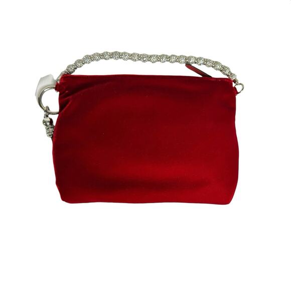 Jimmy Choo NWT Callie Velvet Clutch in Red and Silver - Picture 2 of 10